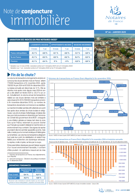 note-conjoncture-Janvier2025 note notaire conjoncture immobilier janvier 2025
